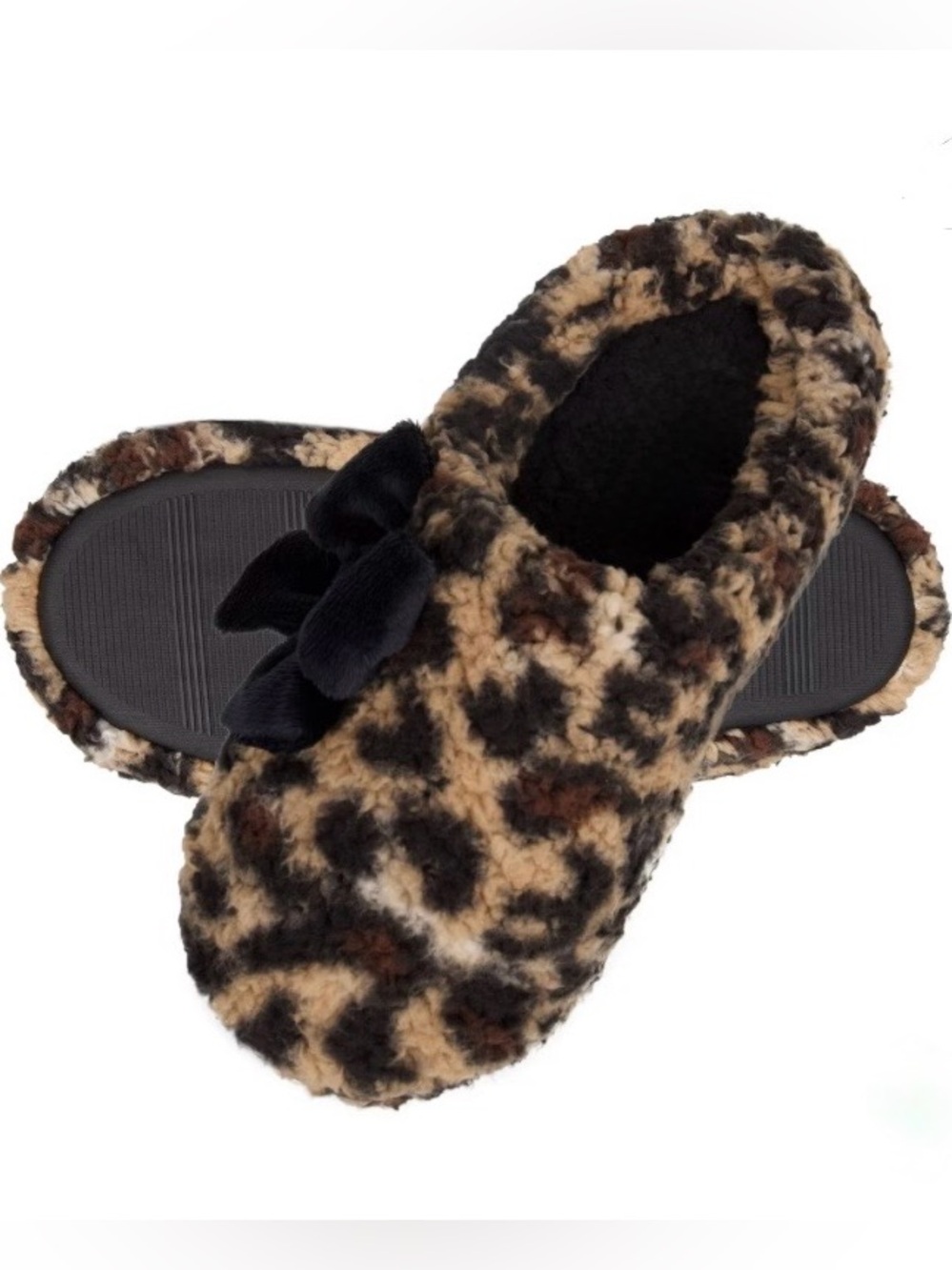 Jessica Simpson Leopard Plush Marshmellow Slides Slip-On Memory Foam Slippers